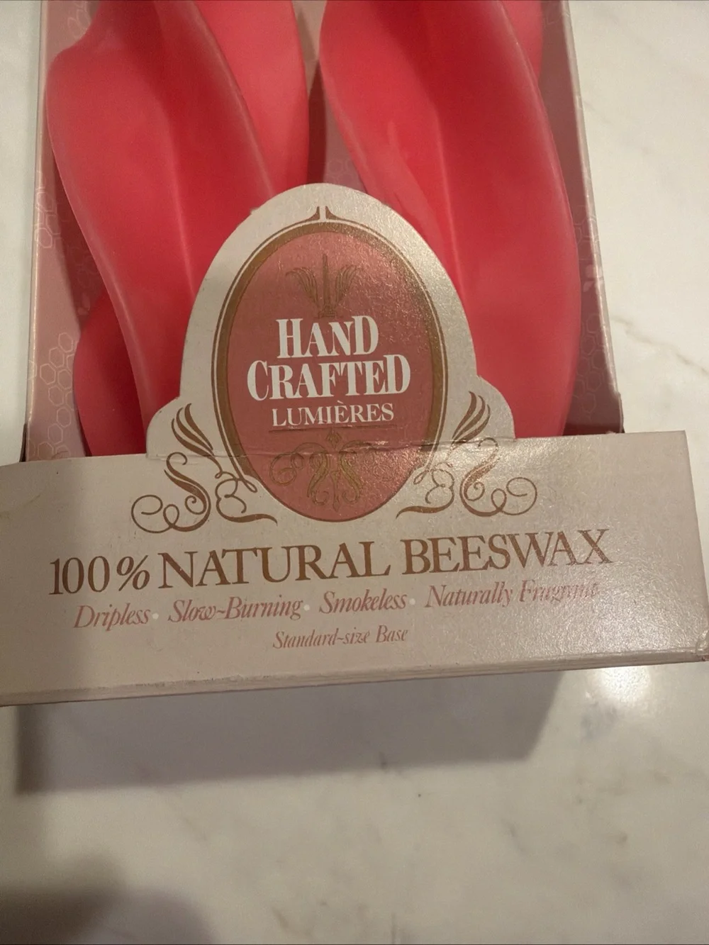 D’adant Hand Crafted Beeswax Feather Candles Pink (Set of 2)